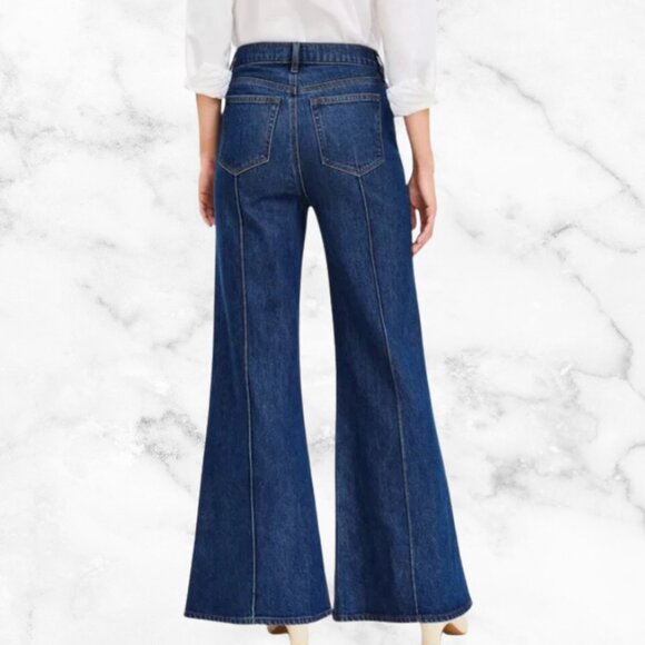 NWT | LOFT High Rise Super Flare Jeans in Refined Mid Indigo Wash Size 18 - Picture 3 of 13